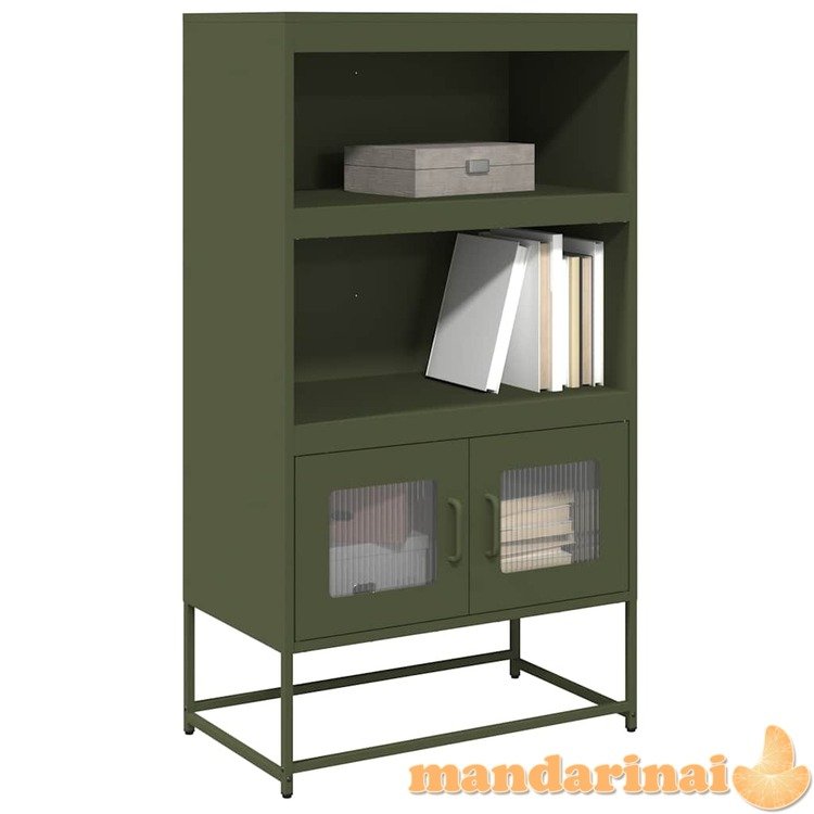 Highboard olive green 68x39x123 cm plienas