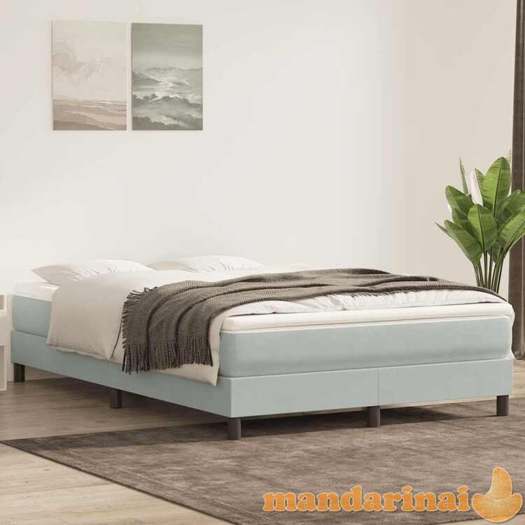 Box spring lova be čiužinio Šviesiai pilka 140x220 cm aksomas