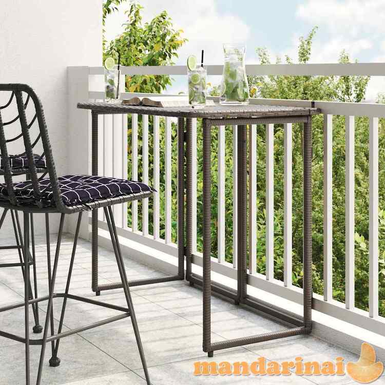 Sulankstomas sodo stalas rudas 90x51x75 cm poly rattan