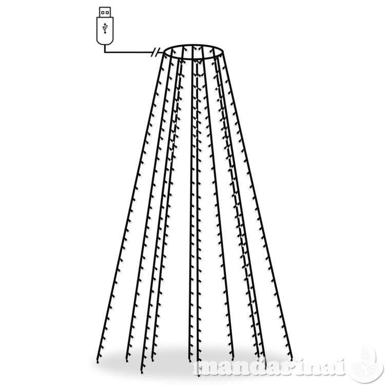 Kalėdų eglutės girlianda su 250 mėlynų led lempučių, 250cm