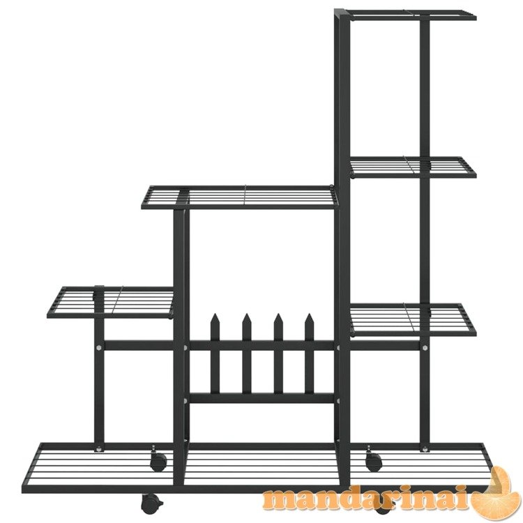 Stovas augalams su ratukais, juodas, 94,5x25x92,5cm, metalas