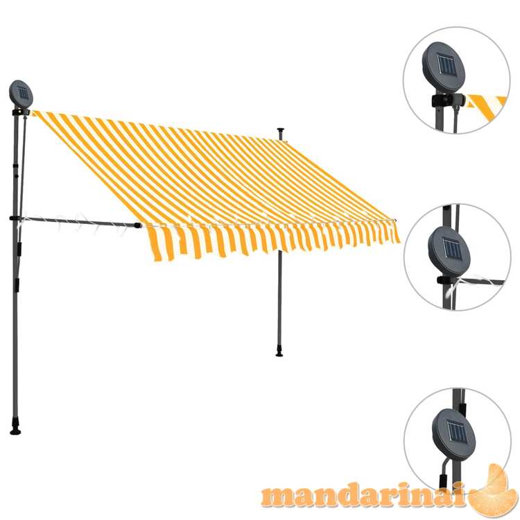 Rankinė ištraukiama markizė su led, balta ir oranžinė, 300cm