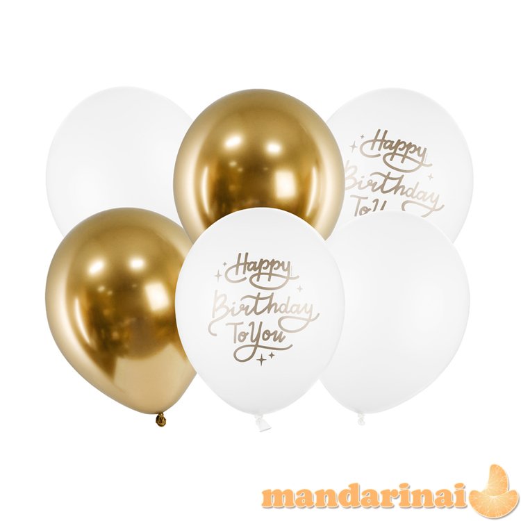 Balloons 30cm, Happy Birthday To You, mix (1 pkt / 6 pc.)