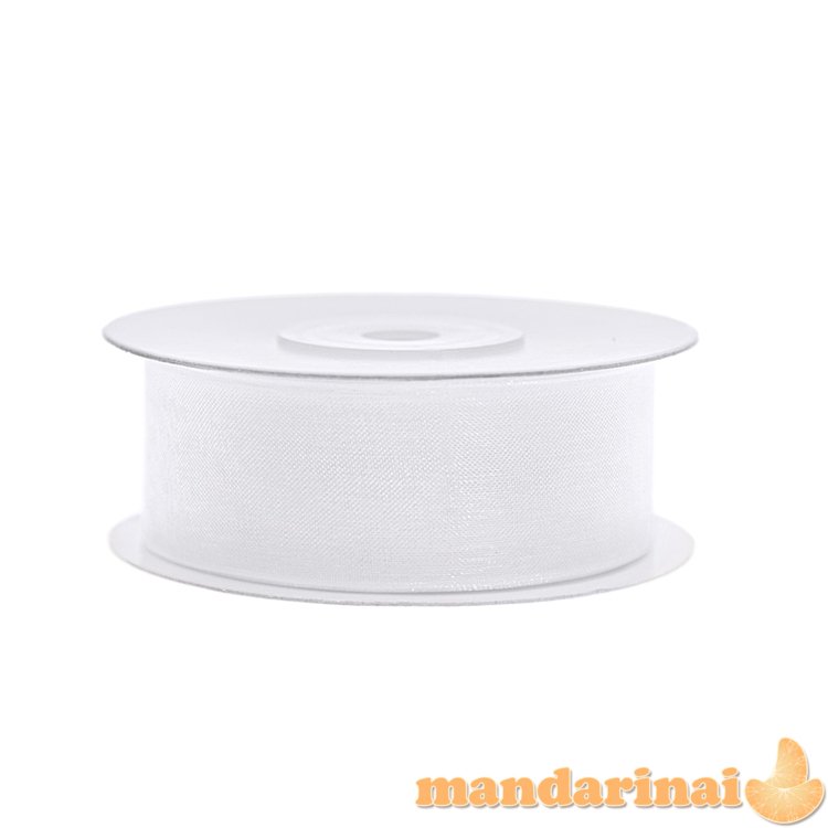 Chiffon Ribbon, white, 25mm/25m (1 pc. / 25 lm)