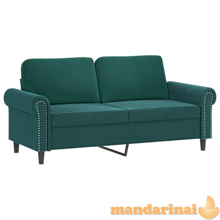 Dvivietė sofa, tamsiai žalios spalvos, 140cm, aksomas