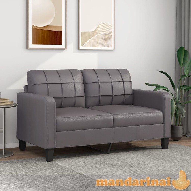 Dvivietė sofa, pilkos spalvos, 140cm, dirbtinė oda