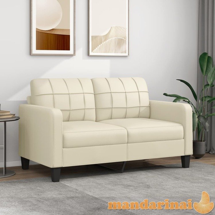 Dvivietė sofa, kreminės spalvos, 140cm, dirbtinė oda