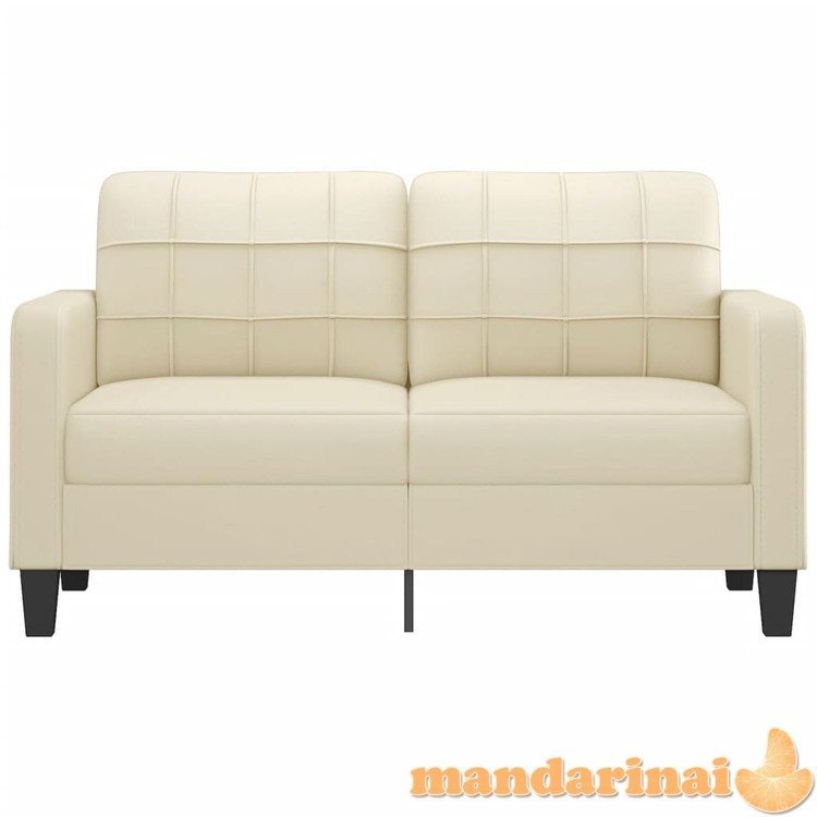 Dvivietė sofa, kreminės spalvos, 140cm, dirbtinė oda