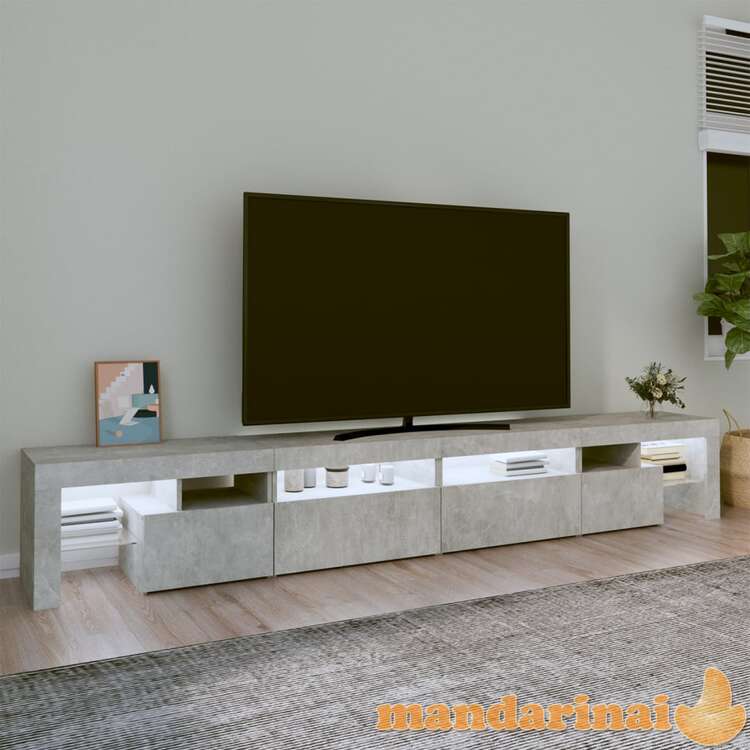 Tv spintelė su led apšvietimu, betono pilka, 260x36,5x40cm