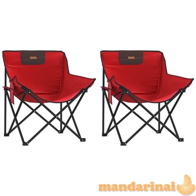 Stovyklavimo kėdės su kišenėmis, 2vnt., raudonos, sulankstomos