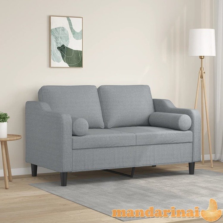 Dvivietė sofa su pagalvėlėmis, šviesiai pilka, 120cm, audinys