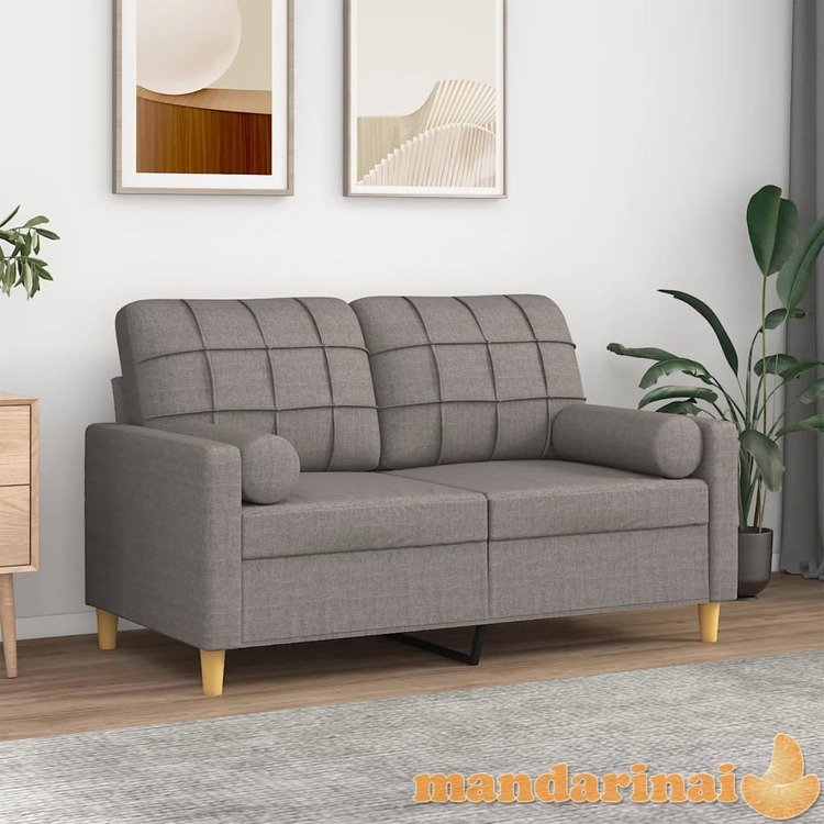 Dvivietė sofa su pagalvėlėmis, taupe spalvos, 120cm, audinys