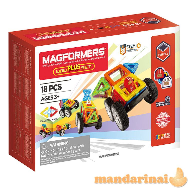 MAGFORMERS Magnetinis rinkinys „Wow plus“, 18 vnt.