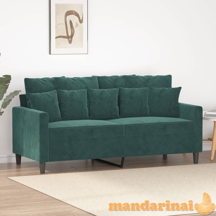 Dvivietė sofa, tamsiai žalios spalvos, 140cm, aksomas