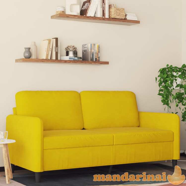 Dvivietė sofa, geltonos spalvos, 140cm, aksomas