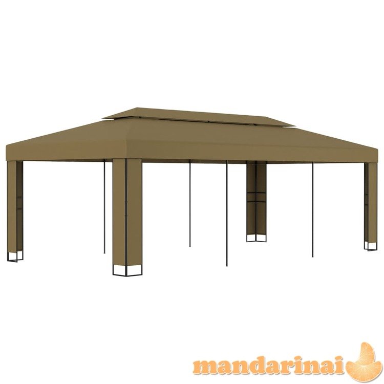 Pavėsinė su dvigubu stogu, taupe spalvos, 3x6m, 180g/m²