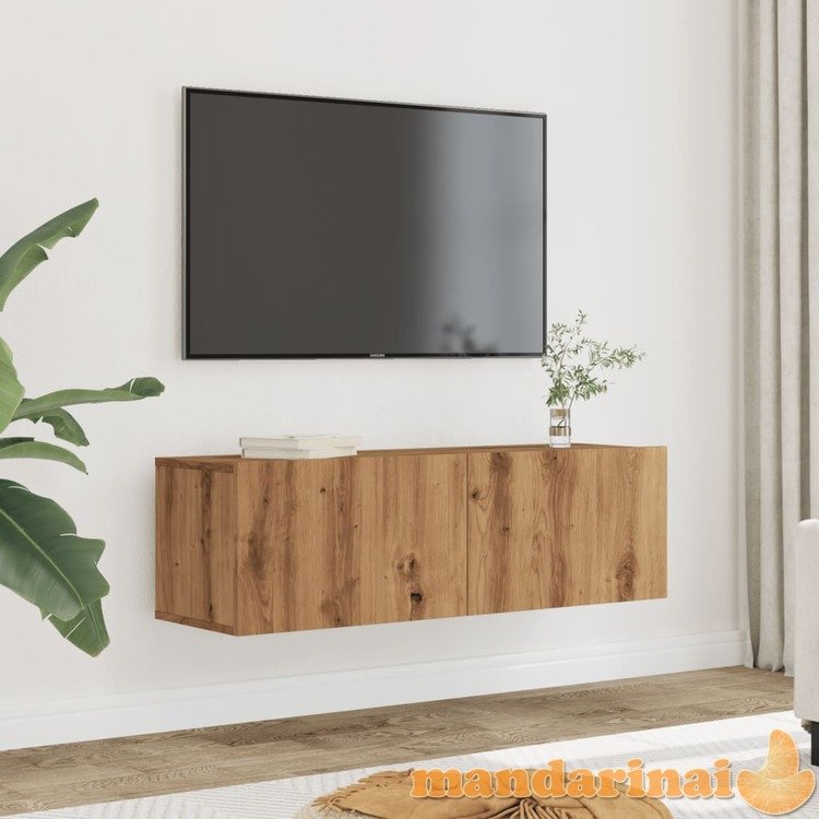 Sieninės tv spintelės, 2vnt., artisano ąžuolo, 100x30x30cm