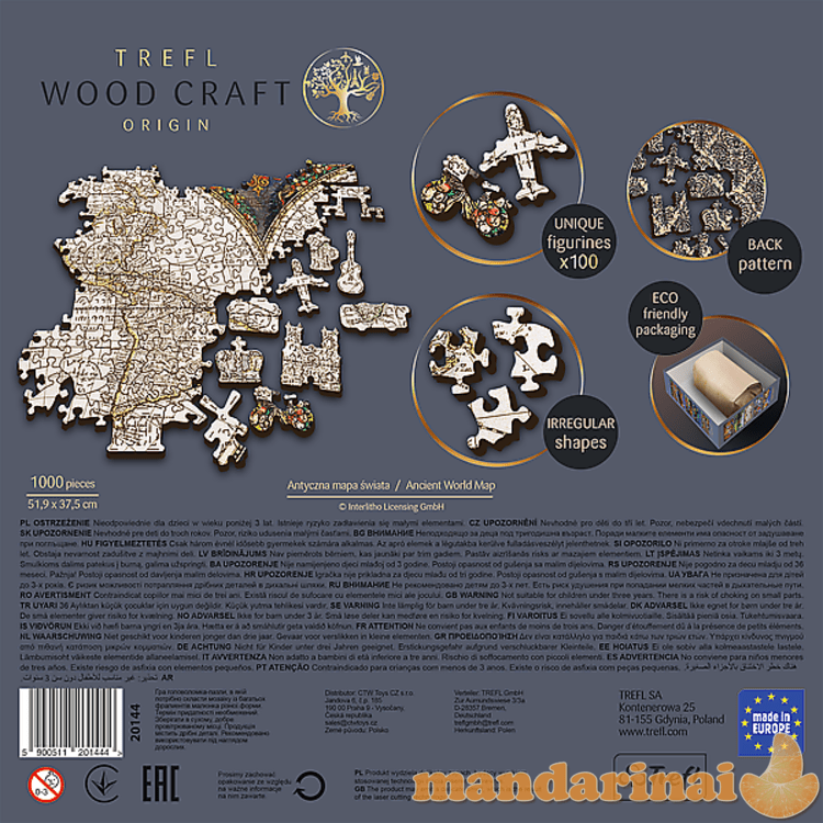TREFL Medinė dėlionė „Senasis pasaulio žemėlapis“,1000 det.