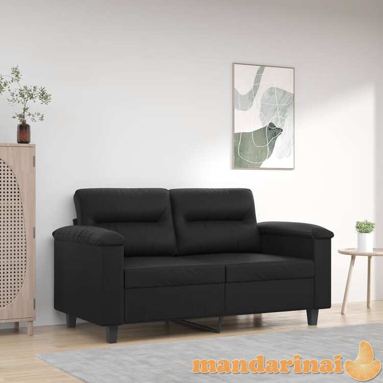 Dvivietė sofa, juodos spalvos, 120cm, dirbtinė oda