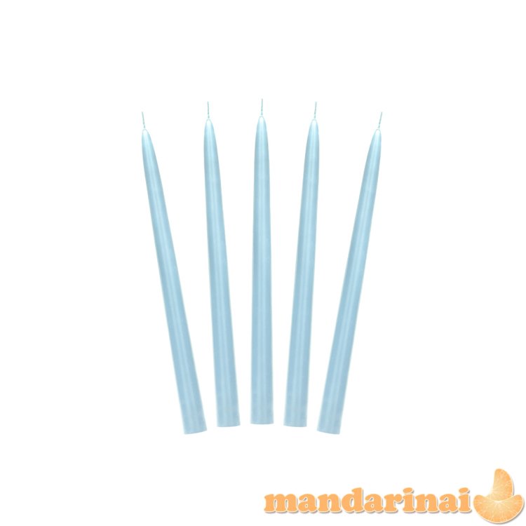 Taper candle, matt, sky-blue, 24cm (1 pkt / 10 pc.)