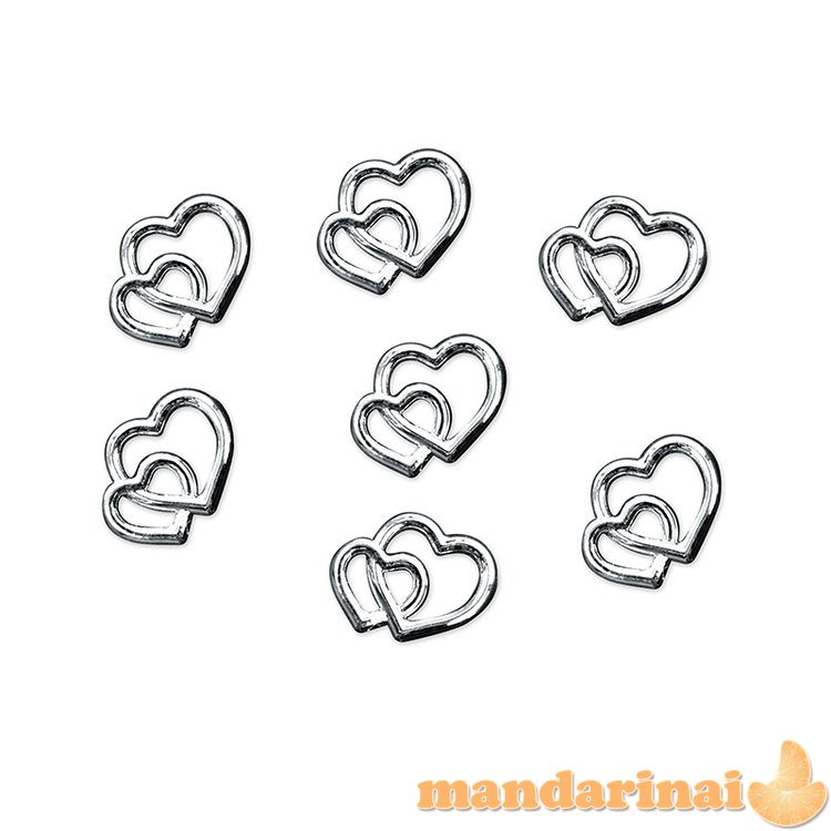 Embellishments Hearts, silver, 10mm (1 pkt / 25 pc.)