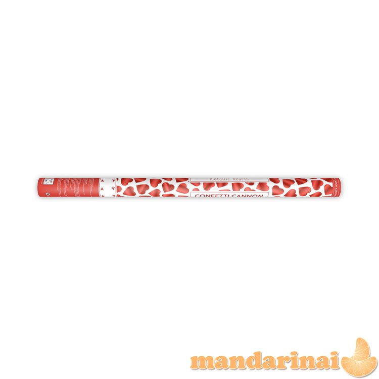 Confetti cannon with hearts, red, 80cm