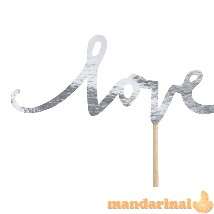 Cupcake toppers Love, silver, 13cm (1 pkt / 6 pc.)