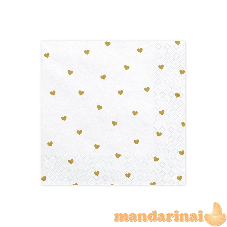 Napkins Hearts, white, 33x33cm (1 pkt / 20 pc.)