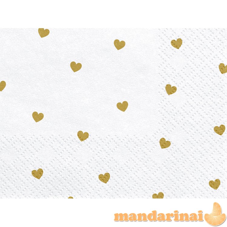 Napkins Hearts, white, 33x33cm (1 pkt / 20 pc.)