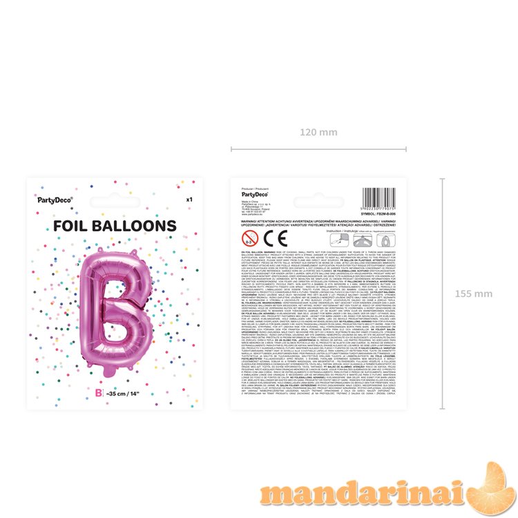 Foil Balloon Letter B , 35cm, dark pink