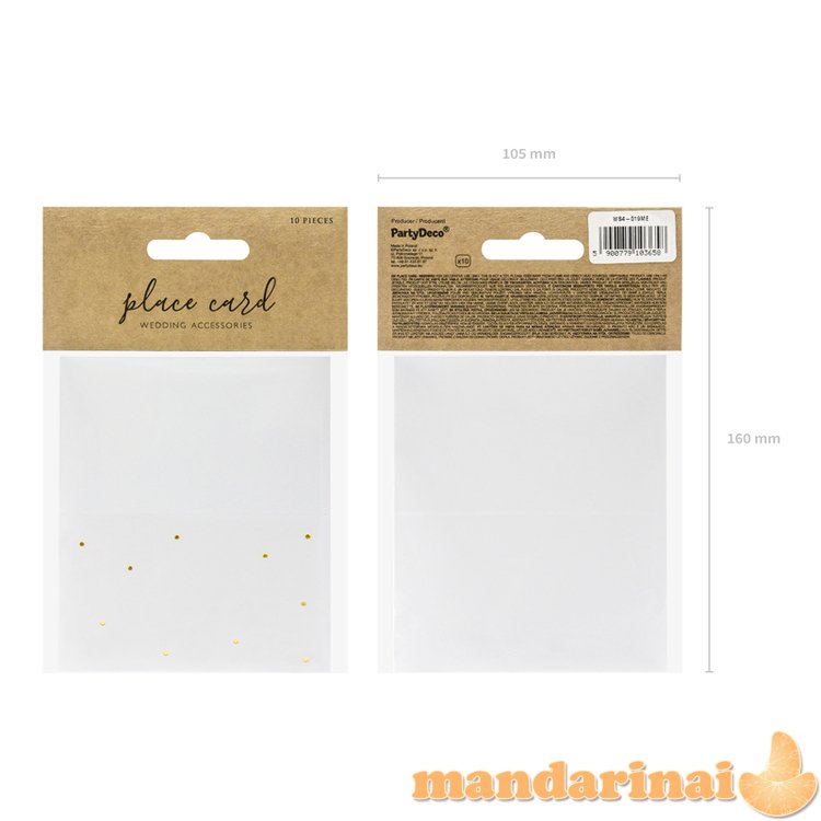 Place cards - Dots, gold, 9.5x5.5cm (1 pkt / 10 pc.)