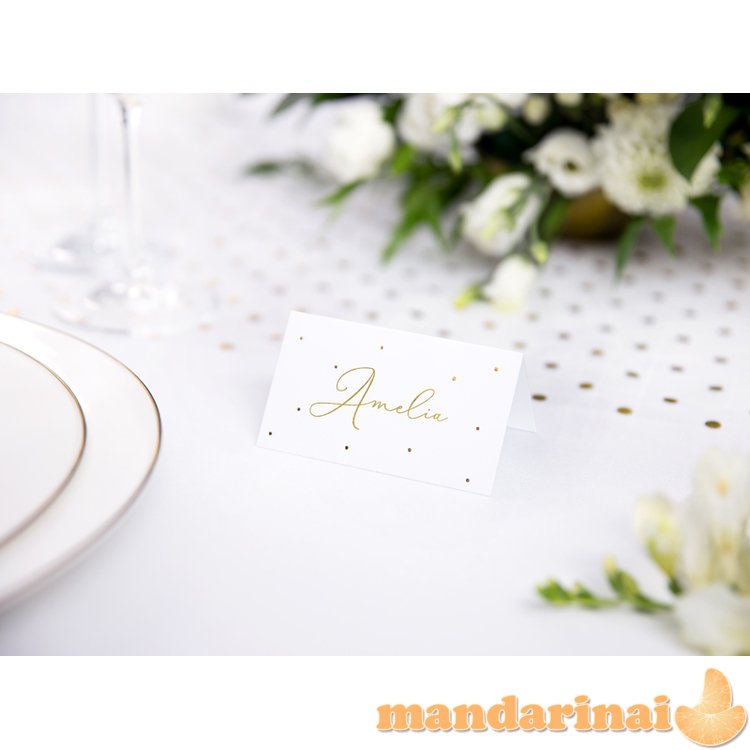 Place cards - Dots, gold, 9.5x5.5cm (1 pkt / 10 pc.)