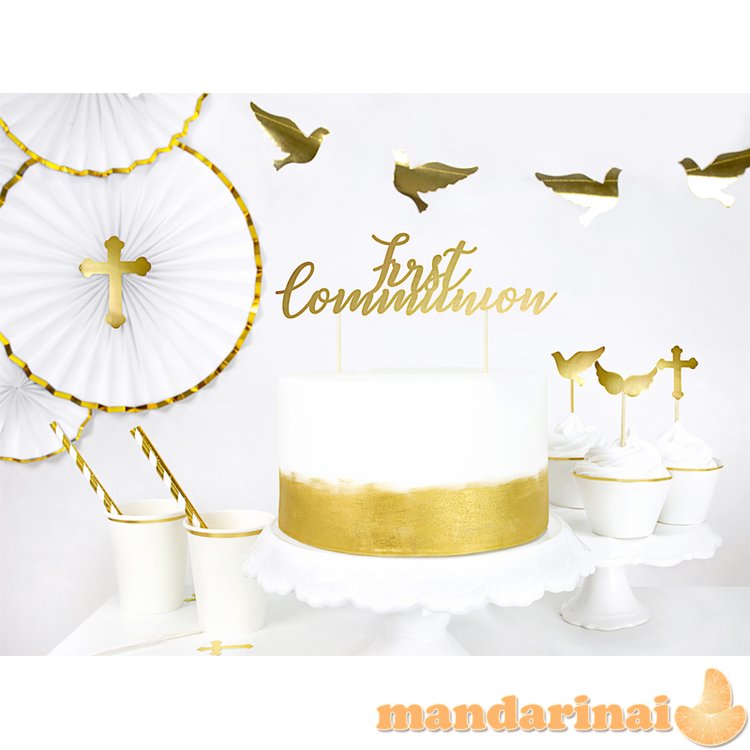 Cake topper First Communion, gold, 21cm