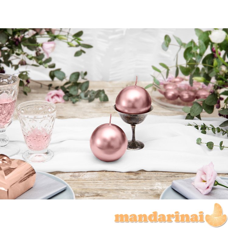 Candle Sphere, metallic, rose gold, 8cm (1 pkt / 6 pc.)