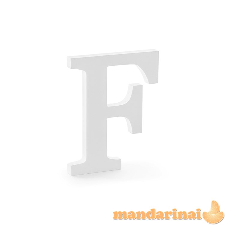 Wooden letter F, white, 16x20cm