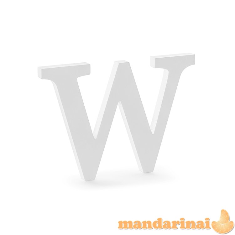 Wooden letter W, white, 26.5x19cm