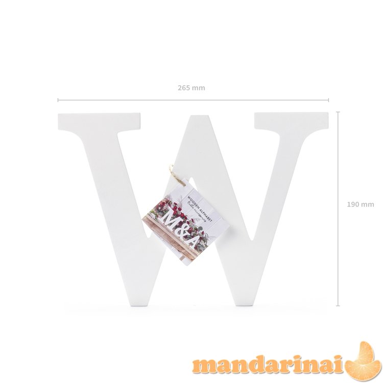 Wooden letter W, white, 26.5x19cm