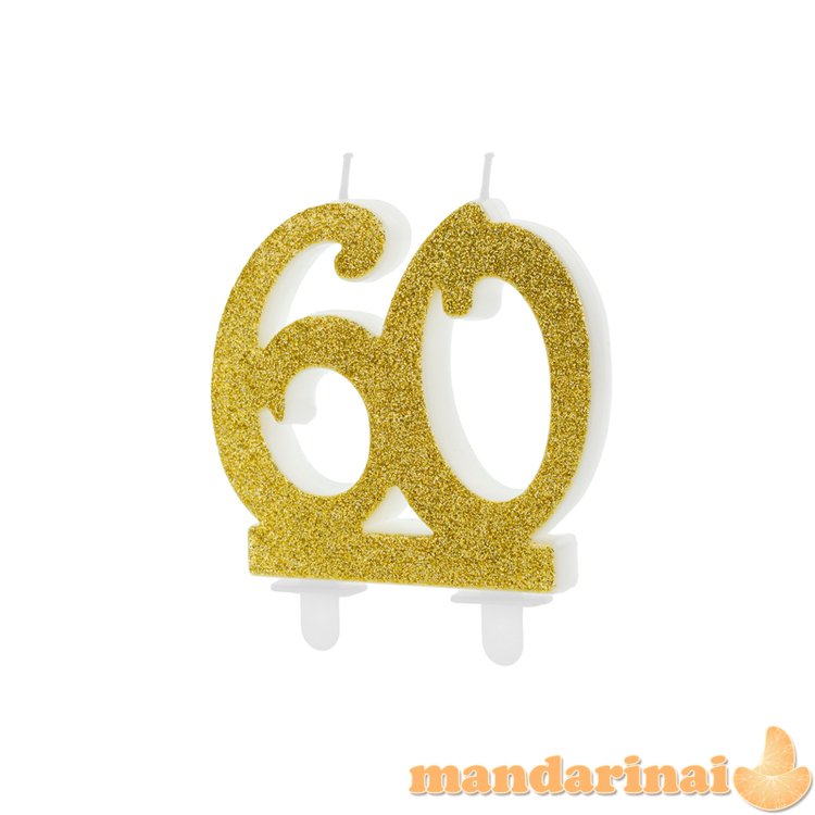 Birthday candle Number 60, gold, 7.5cm