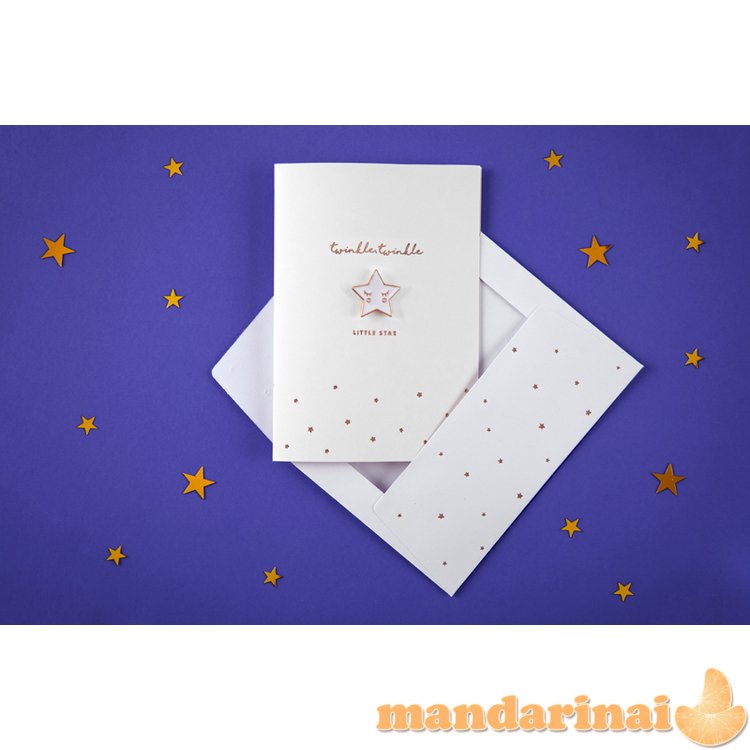 Card with enamel pin Star, 10.5x14.8cm