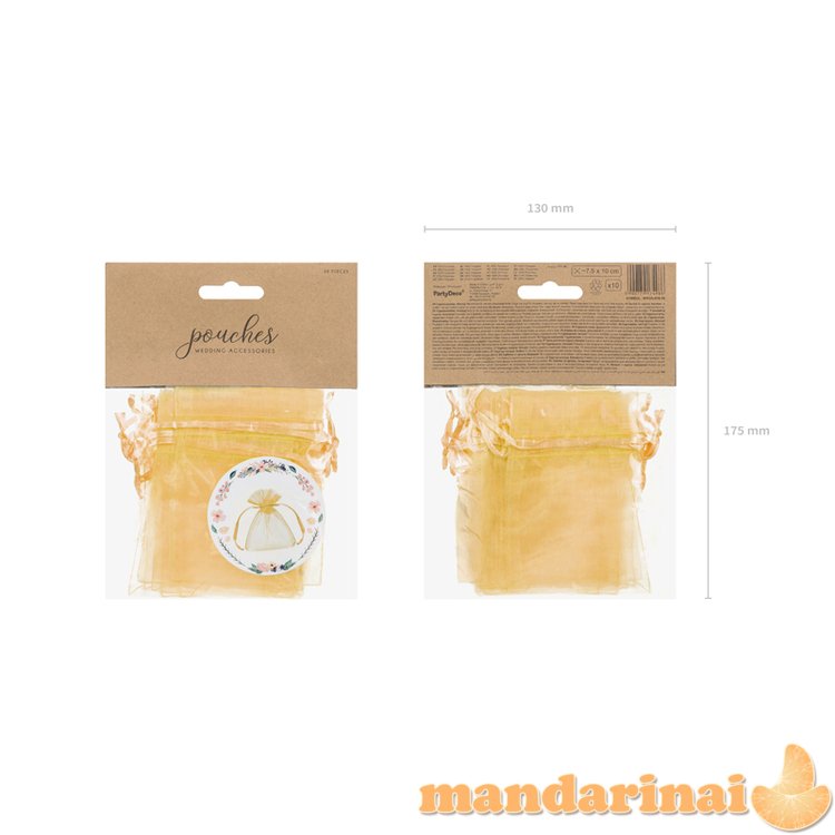 Organza pouches, gold, 10cm (1 pkt / 10 pc.)