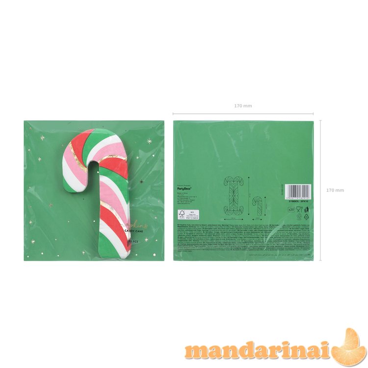 Napkins Candy cane, mix, 8x15.5cm (1 pkt / 20 pc.)