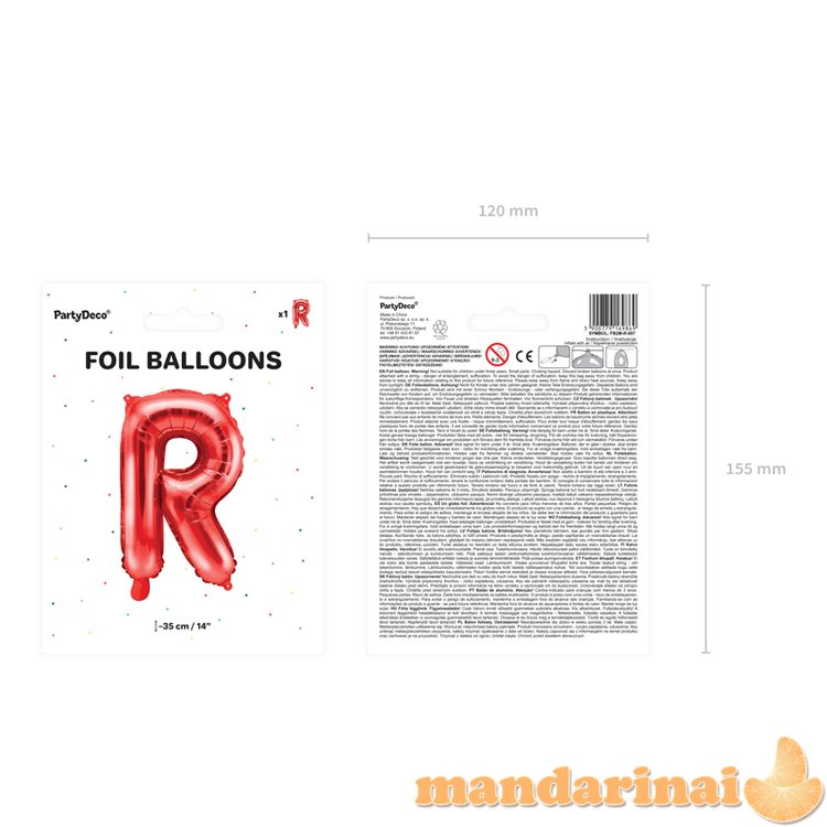 Foil Balloon Letter R , 35cm, red