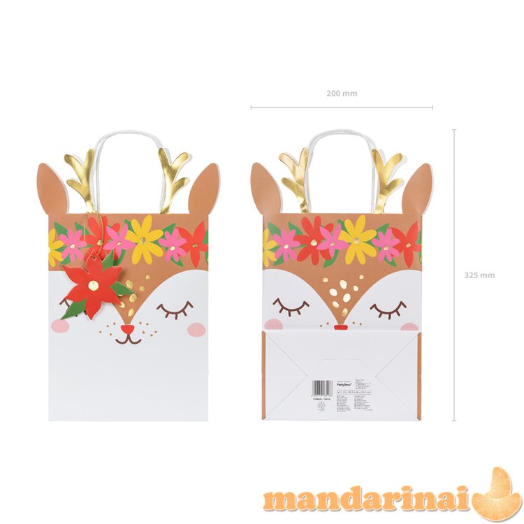 Gift bag Deer, mix, 20.5x30x10.5cm