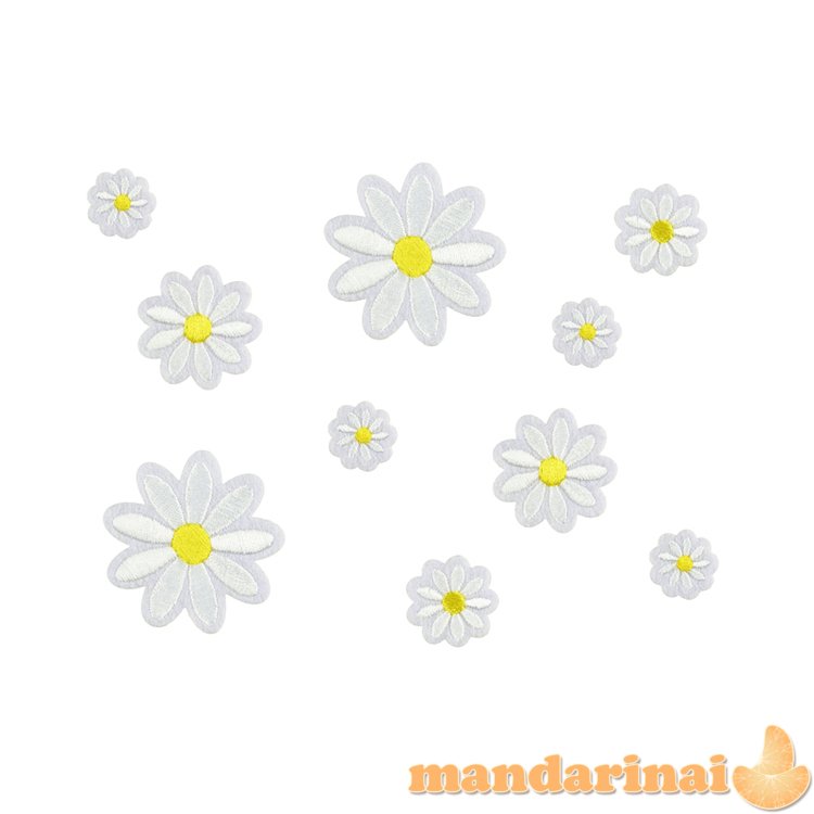 Iron on patches Daisy, mix, 2x2-4.5x4.5 cm (1 pkt / 10 pc.)