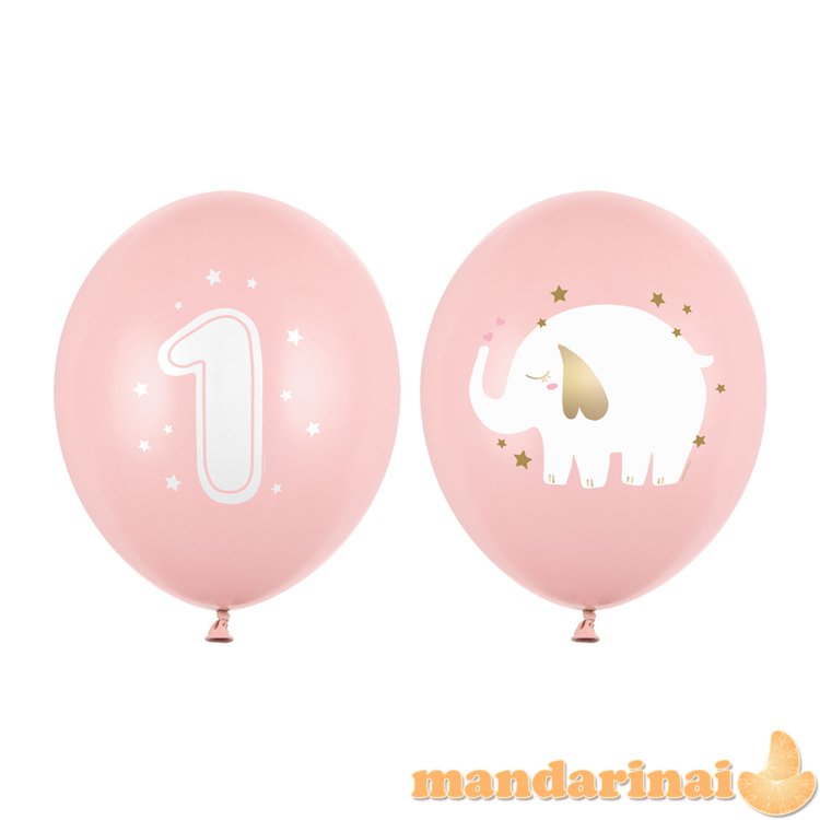 Balloons 30 cm, One year, Baby pink (1 pkt / 50 pc.)