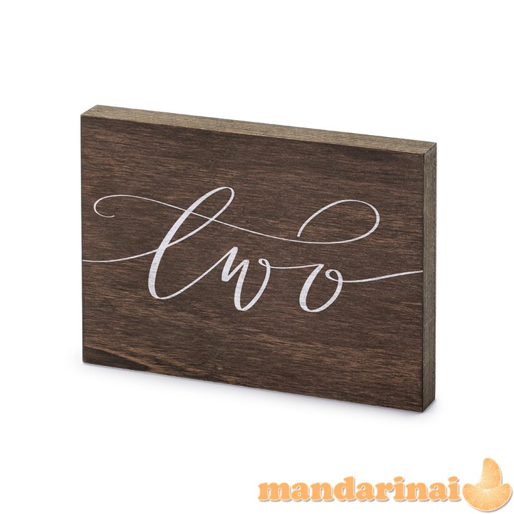 Wooden table number, Two , 2x18x12.5 cm