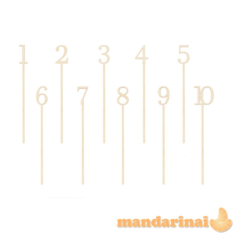 Wooden table numbers, 25 cm (1 pkt / 10 pc.)