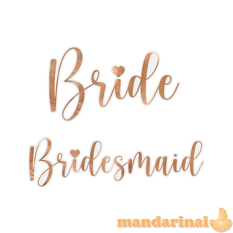 Glass stickers Bride & Bridesmaid , rose gold (1 pkt / 6 pc.)