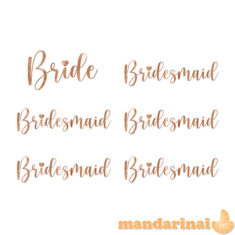 Glass stickers Bride & Bridesmaid , rose gold (1 pkt / 6 pc.)