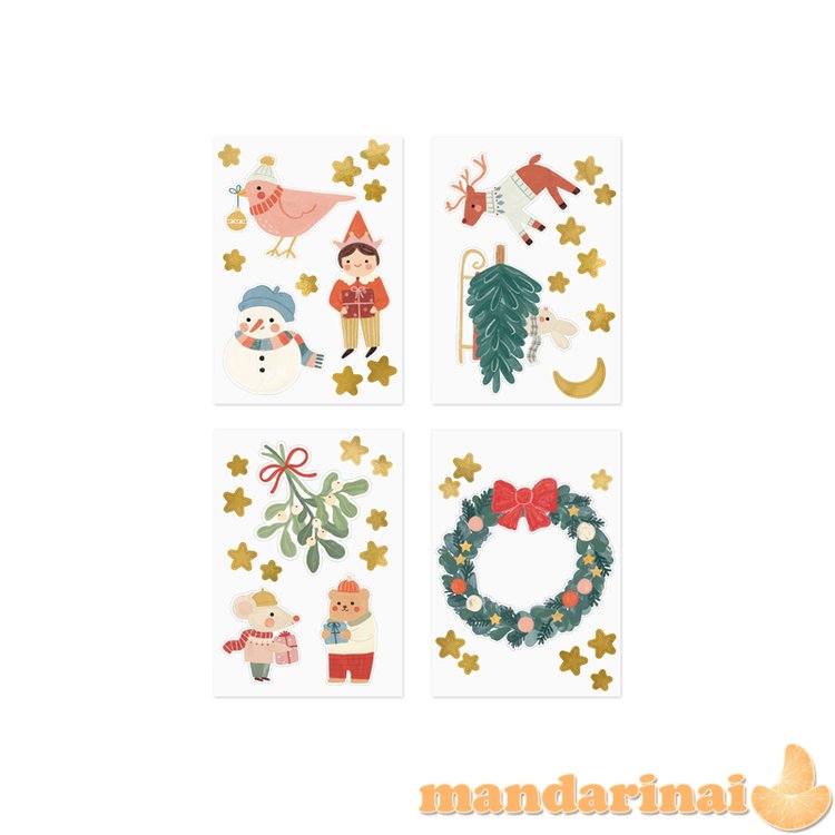 Window stickers Merry Christmas, mix (1 pkt / 4 pc.)